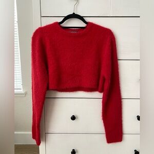 Primark | Fuzzy Red Cropped Sweater